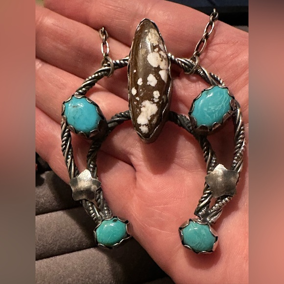 Turquoise Deer Fawn Naja sterling silver necklace